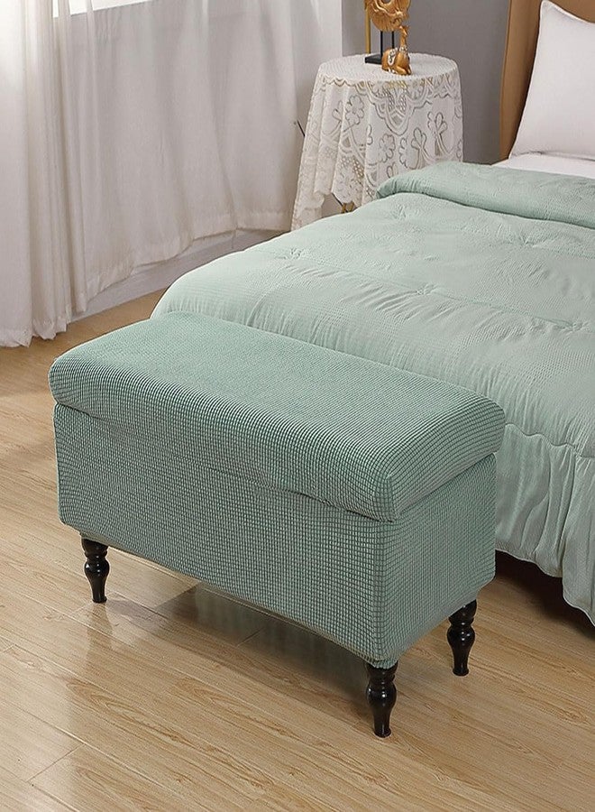 غطاء عثماني مستطيل الشكل من قماش الجاكار المطاطي، قابل للإزالة والطي مع أربطة مطاطية، لون أخضر فاتح كبير - Image 3